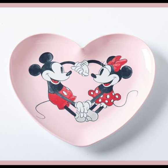 NEW RARE Disney Mickey and Minnie Mouse Valentines Heart Shaped Plate 10… - Picture 1 of 2